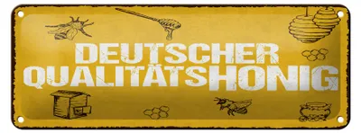 Produktbild von Blechschild Deutscher Qualitätshonig Honig, 27x10 cm, Bienen