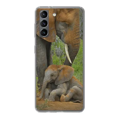 Produktbild von MuchoWow® Handyhülle Schutzhülle Hülle für Samsung Galaxy S21 Elefant - Tiere - Sand - Natur Silikon Softcase Handy Hülle - Softcase