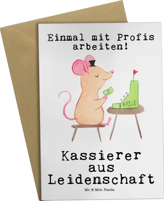 Produktbild von Mr. & Mrs. Panda Grußkarte Kassierer Leidenschaft - Weiß - Geschenk, glückwunschkarten, hochzeitskarten, Spruch, Kassenwart, weihnachtskarten, einladungskarten, Lustig