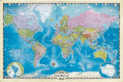 Produktbild von Poster - Landkarten - Map of the World with Poles