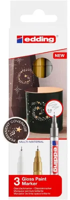 Produktbild von Edding 780, Gold, Silber, Weiß, Mehrfarbig, 3 Farben, Rundspitze, Rund, 0,8 mm