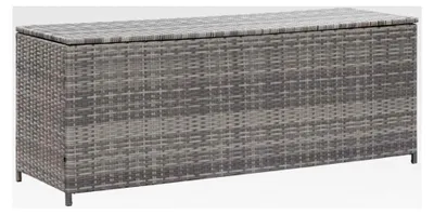 Produktbild von Gartenbox Auflagenbox Kissenbox Gartentruhe Grau 150x50x60cm Poly Rattan