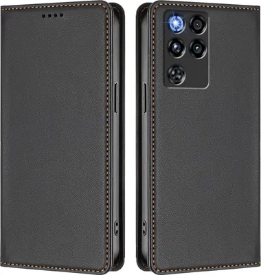 Obrázek produktu pro Kožené pouzdro pro ZTE nubia RedMagic 11 Pro, magnetické flipové pouzdro zPolyuretankůže se stojánkem Černá