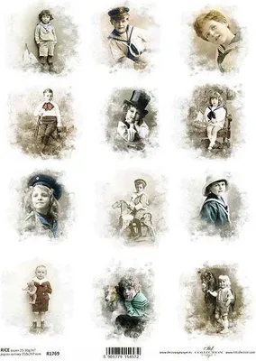 Produktbild von ITD Reispapier Decoupage Bastelpapier Serviettentechnik-R1769 Retro-Fotos, Jungen