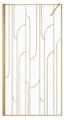 Image de Paroi de douche à l'italienne 100x195cm Sérigraphie Art Déco Arrondie - Or Brossé - GATSBY