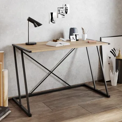 Productafbeelding van Skye Decor, Anemon - Walnoot, Zwart, Bureau, Walnootfineer, 100% melaminecoating, 120 x 60 x 75 cm