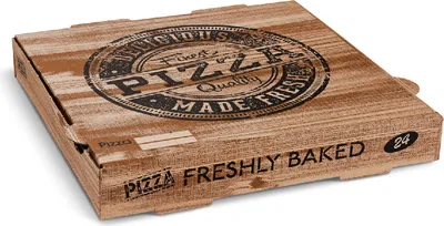 Produktbild von 100 Pizzakartons 24x24x4 cm aus Mikrowellpappe Kraft