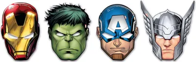 Produktbild von 6x Avengers-Masken für den Kindergeburtstag, verschiedene Motive