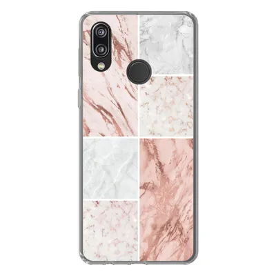 Produktbild von MuchoWow® Handyhülle Schutzhülle Hülle für Huawei P20 Lite (2020) Marmor - Weiß - Rosa Silikon Softcase Handy Hülle - Kartenhalter