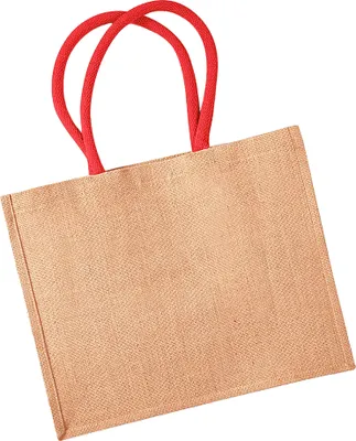 Immagine prodotto di Westford Mill W407 | Classic Jute Shopper 42 x 33 x 19 cm - Colore: Naturale/Rosso vivo - Taglia: Unica