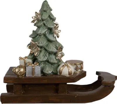 Zdjęcie produktu dla Clayre & Eef Dekoracja świąteczna figurka sanie 20x8x17 cm brązowy polyresin