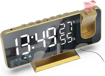Produktbild von Digitaler Projektionswecker fürs Schlafzimmer mit LED-Bildschirm, FM-Radio, lauter Wecker, Temperatur- und Feuchtigkeitsanzeige