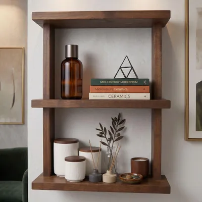 Obrázok produktu pre Skye Decor, elegantná nástenná polička z 100% masívneho dreva, 50 cm, hnedá