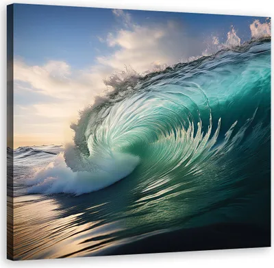 Produktbild von Leinwandbild Meereswelle Wasser Natur 50x50 Feeby Blau bild für die wand bereit zum aufhängen