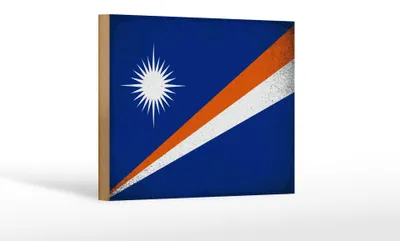 Produktbild von Holzschild Flagge Marshallinseln 18x12 cm Flag Vintage Dekoration