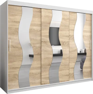 Produktbild von Kleiderschrank, Schiebetürenschrank Schlafzimmer, Schrank mit Spiegel SEWILLA 250 cm