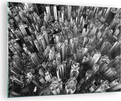 Produktbild von Bilder auf glas - Einteilig - Wolkenkratzer mit Berge - 70x50cm - Glasbilder - Wandbilder - Bilder - zum Aufhängen bereit - Wanddekoration aus Glas - Glas Bilder - Wandbild auf Glas - GAA70x50-4453