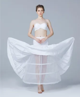 Produktbild von Unterrock Petticoat, A-Linie, lang, weiß, für Brautkleid, 2 Bänder