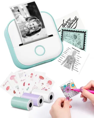 Produktbild von T02 Mini Etikettendrucker - Tragbarer Drucker mit 3 Rollen Papier, Aufkleberdrucker für Studium, Notizen, Bilder, Fotos, Tagebücher, Heimwerken, Kompa