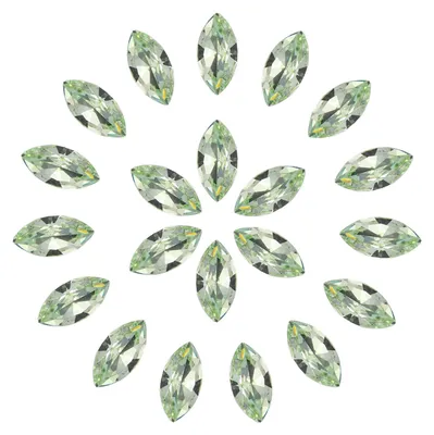Produktbild von Strasssteine in Pferdeaugenform - 30 Stück - Für Schmuckherstellung und Bastelbedarf - 6 x 12 mm - Hell Olivgrün