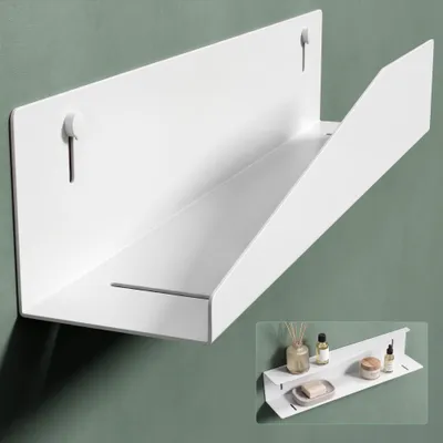 Produktbild von Mai & Mai Duschablage zum Bohren oder Kleben, Duschregal Badezimmerablage 50cm, Shampoo Halterung für Dusche, Badezimmer Organizer Weiß Reglo-15
