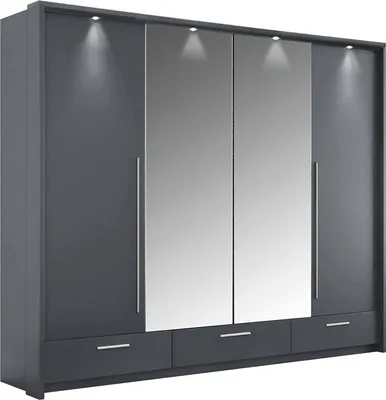 Produktbild von Schwebetürenschrank  Roma 255, 2 Türen Kleiderschrank mit 2 Spiegel, Moderne Garderobe, Schrank in Größe: 255 x 221 x 67 cm