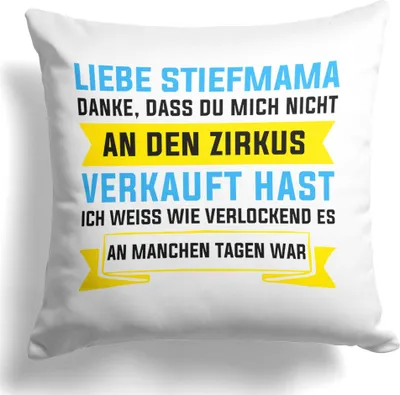 Produktbild von 22Feels Stiefmutter Geschenk Muttertag Stiefmama Geburtstag Bonus Mama Kissen Deko Frauen Spruch Patchwork Dekoration Wohnaccessoires Wohnzimmer Schlafzimmer Couch