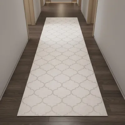 Zdjęcie produktu dla Dywan do sypialni z marokańskim wzorem w kolorze beżowym Rozmiar - 80 x 300 cm