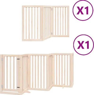 Image de vidaXL Porte pour chien 9 pièces avec porte Pliable 450 cm bois de peuplier