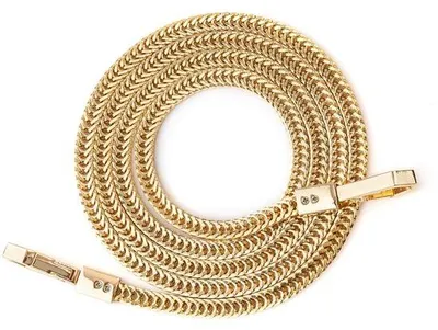 Produktbild von Ibenzoa® Taschenkette 103 cm – flache Metallkette Gold, Ø 6 mm, Stärke 2,5 mm, mit 2 Karabinern | Ersatz-Schulterriemen für Damenhandtasche, Clutch, Portemonnaie