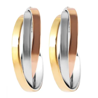 Produktbild von Akzent Damen Ohrringe Edelstahl Creolen Tricolor Damenohrringe