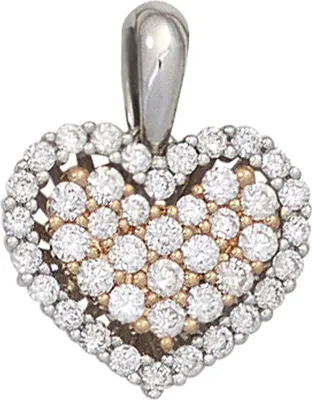 Produktbild von Anhänger Herz mit 43 Diamanten Brillanten 585 Gold weiß/rot Brillantherz Damen