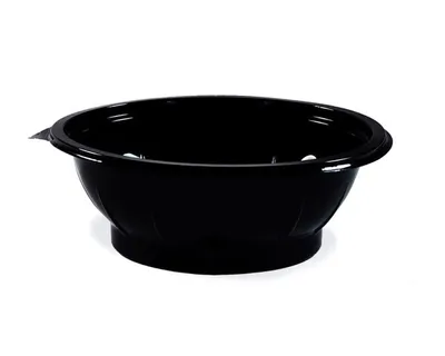 Produktbild von 50x Salatschalen rund Ø 17,6 x 5,9 cm schwarz 600 ml (PET)
