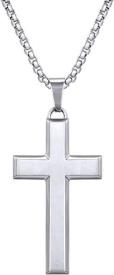 Produktbild von Kreuz Kette Herren Gold 18 Karat Vergoldet Edelstahl halskette mit Kreuz Anhänger,Goldkette Männer Jungen 56.0 Zentimeter