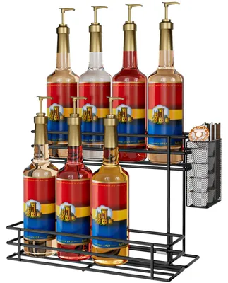 Produktbild von Kaffeesirup Organisationsständer - 8 Flaschenhalter mit Strohhalmen