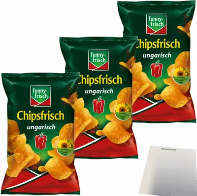 Produktbild von funny-frisch Chipsfrisch ungarisch 3er Pack (3x150g Beutel) + usy Block