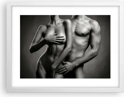 Produktbild von Gerahmtes Poster - Weißer Rahmen - Frau Mann Nackt Paar - 40x30 cm - Wand Bild - Wanddeko - Wandbilder - Kunstposter - Wandposter - Bilderrahmen - Bilder - Kunstdruck - Wandbild - P2WAA40x30-2721