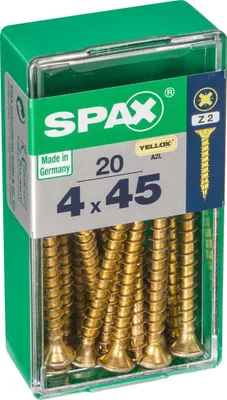 Image de Lot de 20 vis acier tête fraisée pozidriv SPAX, Diam.4 mm x L.45 mm