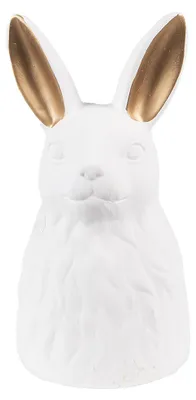 Obrázok produktu pre Clayre & Eef Figúrka králika 21 cm biela zlatá keramika