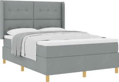 Produktbild von Boxspringbett mit Kopfteil Hellgrau 140 x 200 cm Stoff