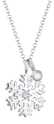 Produktbild von Elli Halskette Silber 925 Schneeflocke Plättchen Anhänger Kette Topas Mondstein