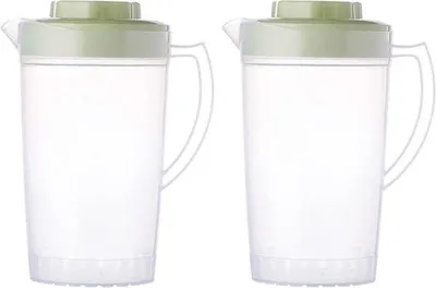 Image de 2 verres à boisson verts de 2 litres sans BPA avec couvercle