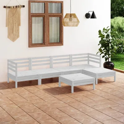Produktbild von The Living Store 6-tlg. Garten-Lounge-Set Massivholz Kiefer Weiß