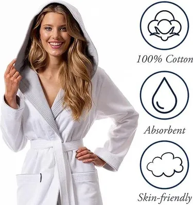 Produktbild von Badebademantel aus Baumwolle - weich und dicht - Größen S-M-L-XL