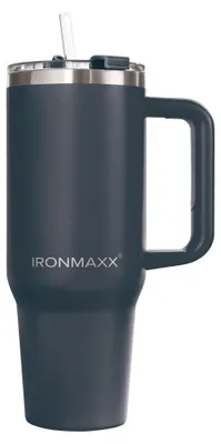 Image de IronMaxx Cup avec anse - Anthracite, 1,2L | avec paille fournie | Design élégant