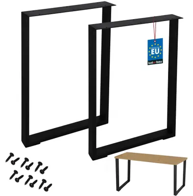 Produktbild von KOTARBAU® 2er Set Tischbeine Metall Schwarz 50x72cm Schreibtischbeine aus pulverbeschichtetem Stahl Tischgestell Tischfüße Tischuntergestel