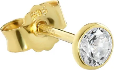 Produktbild von Single Ohrstecker Echt Gold 585er 4,0mm Cubic Zirkonia Damen Herren Kinder 1748