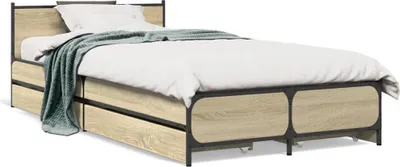 Obrázek produktu pro Maison Exclusive - Rám postele se zásuvkami dub sonoma 75x190 cm kompozitní dřevo