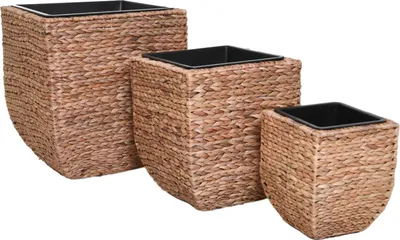 Immagine prodotto di Set da 3 vasi da fiori ASIA in giacinto d'acqua naturale 30x40x50 cm