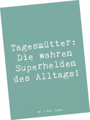 Produktbild von Mr. & Mrs. Panda Postkarte Spruch Tagesmutter Superheld - Meeresbrise - Geschenk, Liebe, berufstätige Eltern, Beruf, Ansichtskarten, Alltag, Berufe, Berufsliebe, Fürsorge
